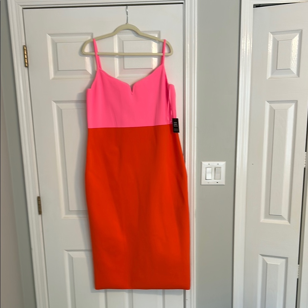 Express Pink Sheath Midi Dress Spaghetti Strap Sweetheart